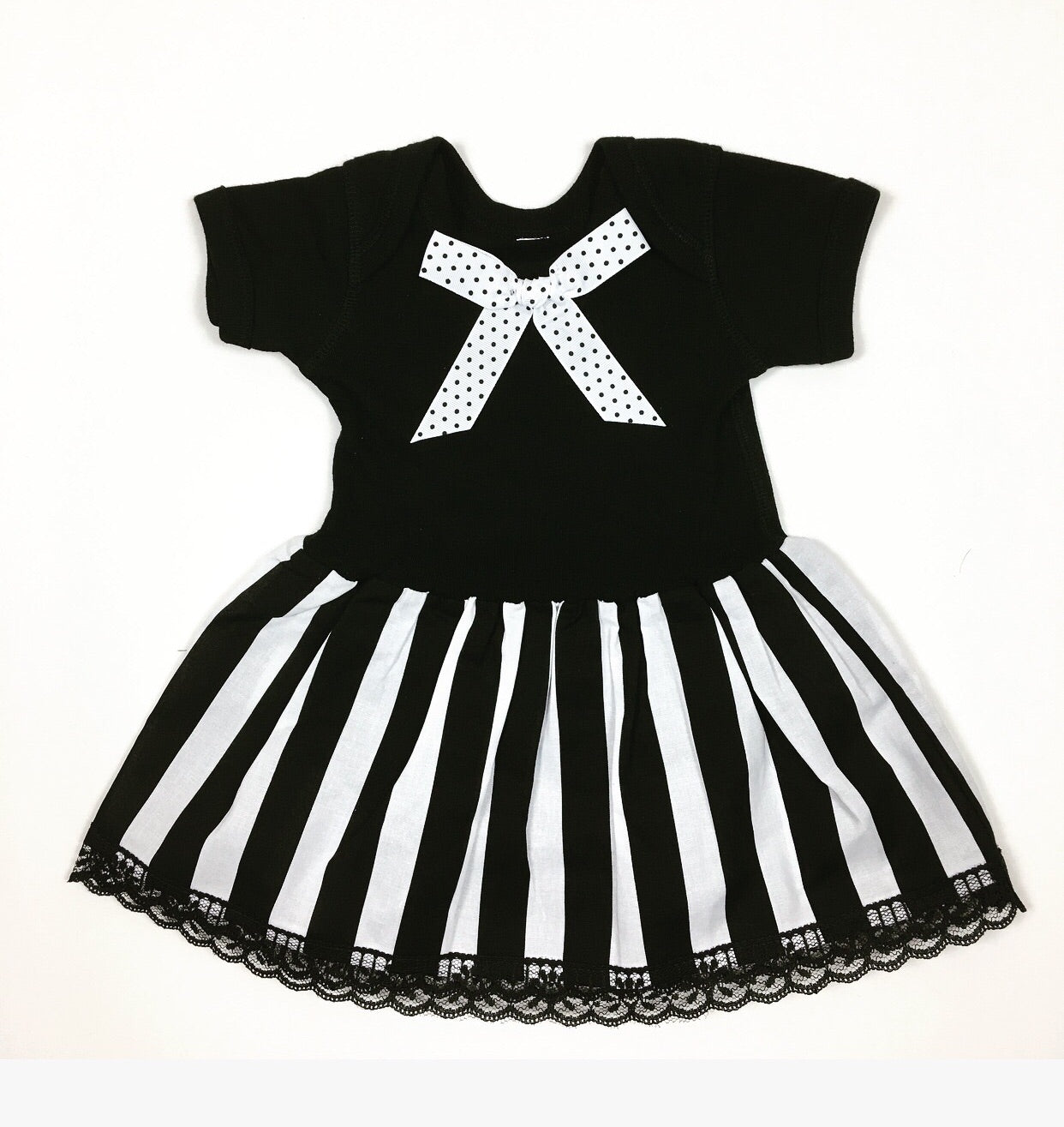 Black White Striped Onesie Dress Paper Doll Productions