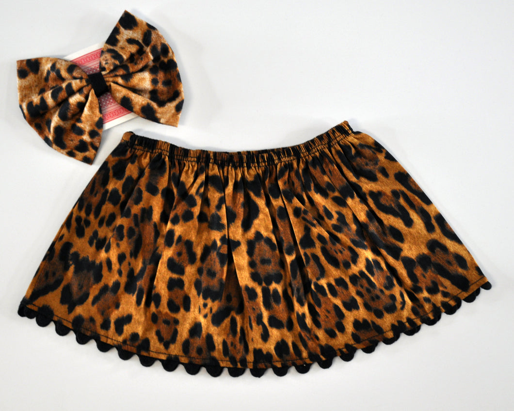 Leopard Skirt and Headband Set