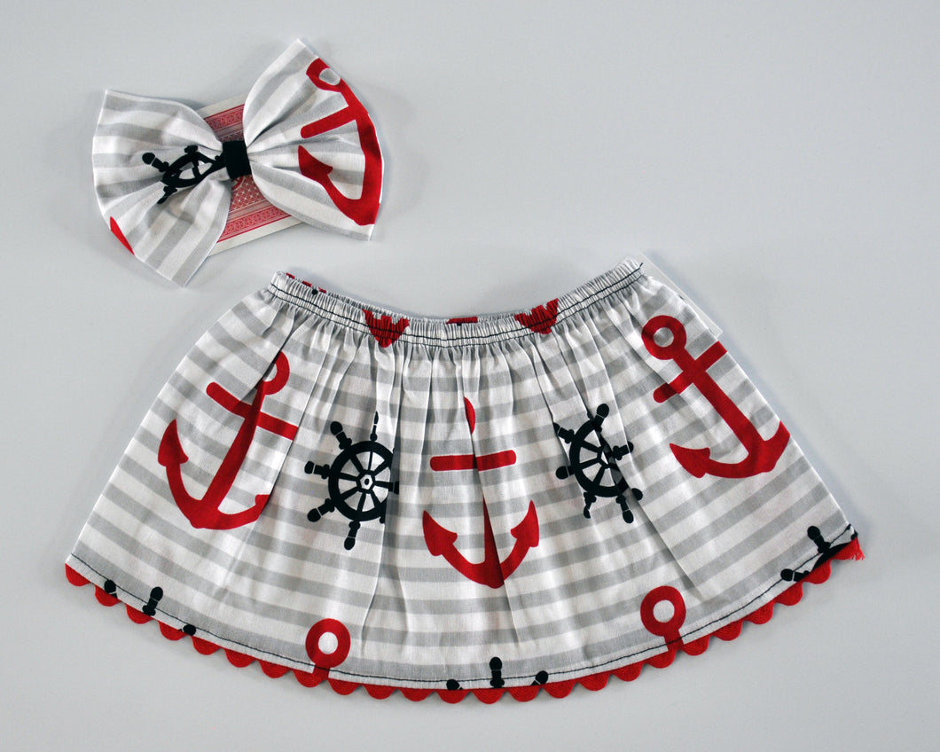 Sweet Sailor Skirt and Headband Set