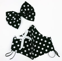 Black Poko Dot Petite Designer Mask Bow Clip Set