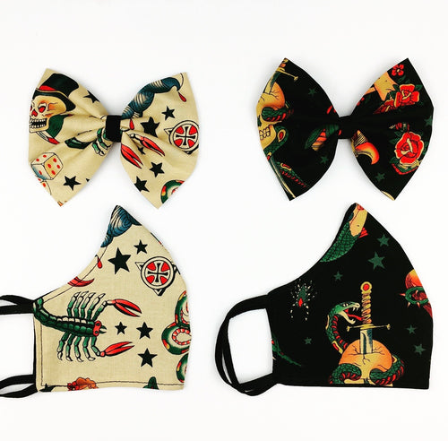 Tattoo Mask/ Bow Set