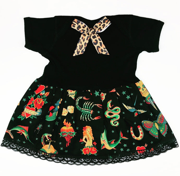 Black Tattoo Onesie Dress