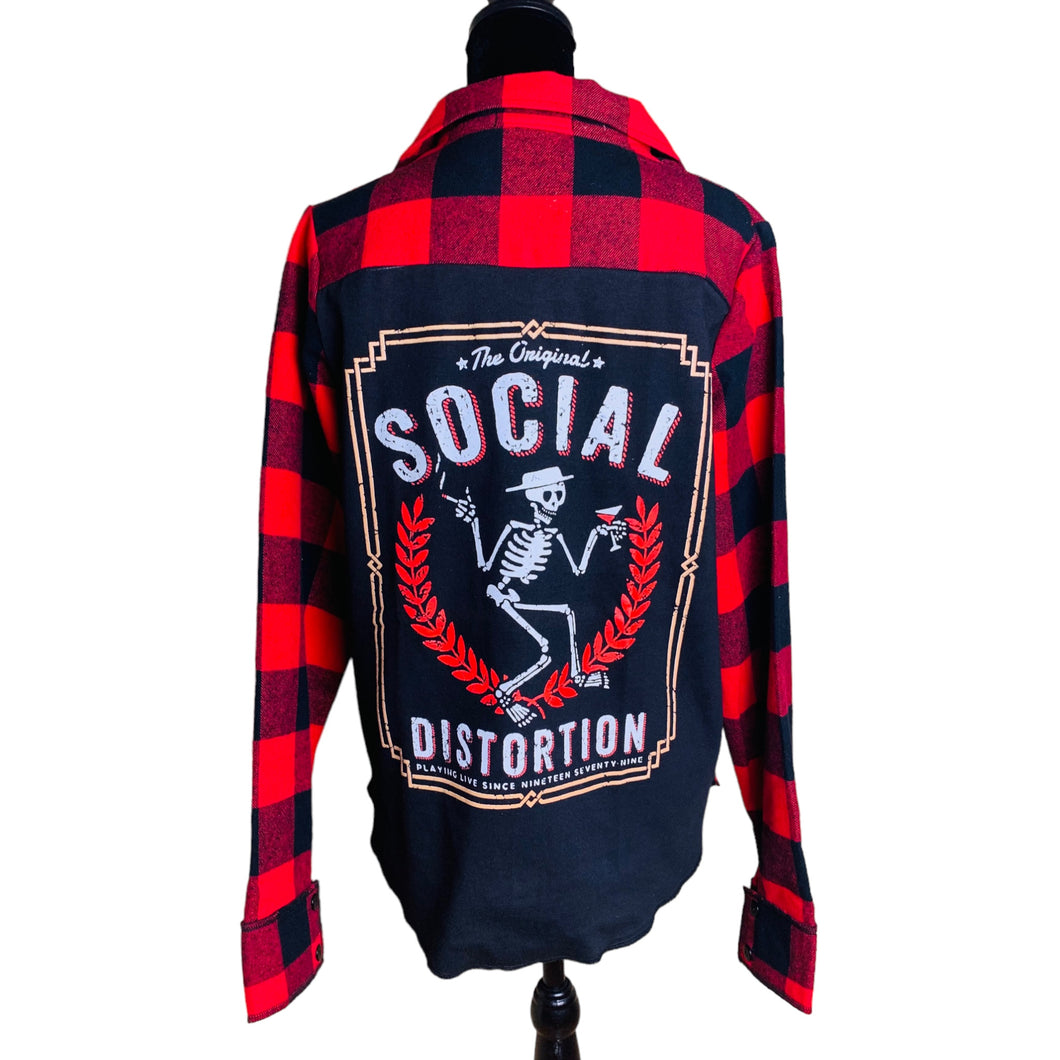 Red and Black Plaid Womans Rock Flannel SD