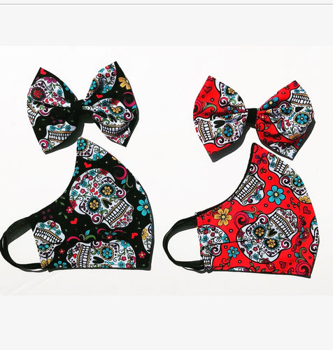 Sugar Skull Mask/Bow Set