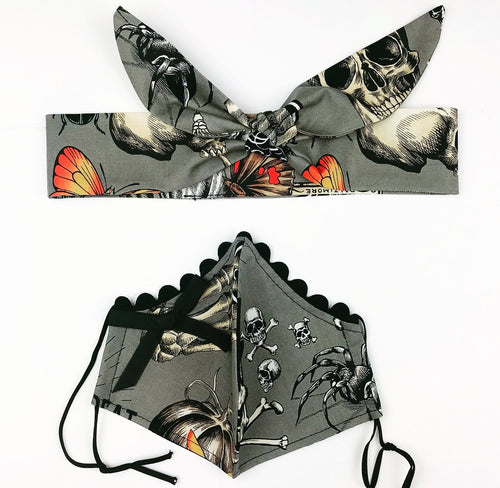Gray Ouija Petite Designer Mask Headband Set