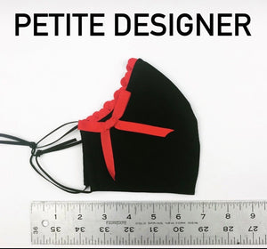 Red Poko Dot Petite Designer Mask Bow Clip Set