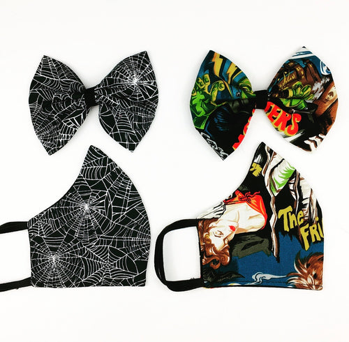Creepy Face Mask/ Bow Set